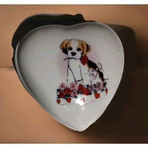 Noritake Bone China Valentine's Day Ceramic Heart Vintage 1974-1977 Dog Hearts